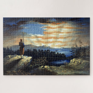 Himmlische amerikanische Flagge am Himmel, Zouave  Puzzle