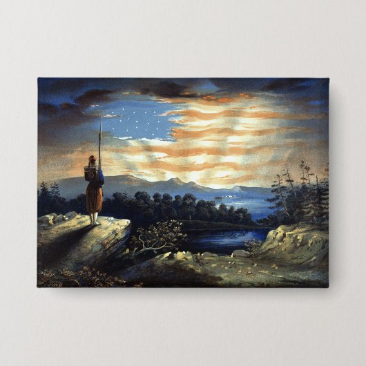 Himmlische amerikanische Flagge in Sky, Zouave Ziv Button (Vorderseite)