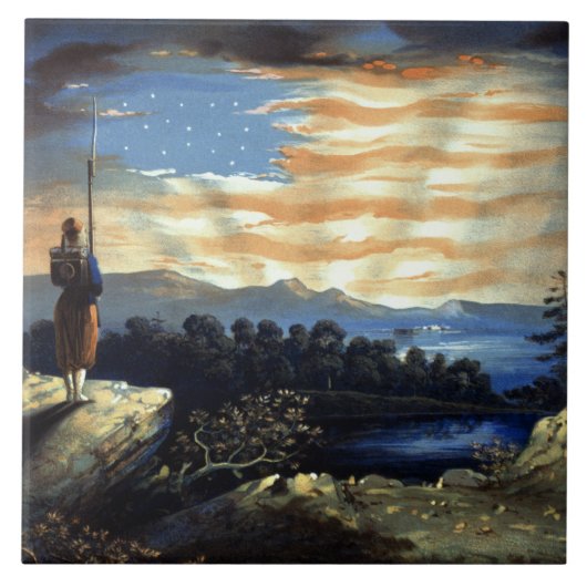 Himmlische amerikanische Flagge in Sky, Zouave Ziv Fliese (Vorderseite)