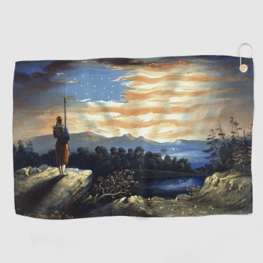 Himmlische amerikanische Flagge in Sky, Zouave Ziv Golfhandtuch (Horizontal)