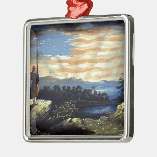 Himmlische amerikanische Flagge in Sky, Zouave Ziv Ornament Aus Metall (Links)