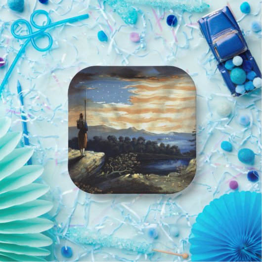 Himmlische amerikanische Flagge in Sky, Zouave Ziv Pappteller (Party)