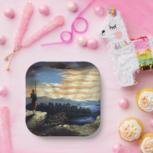 Himmlische amerikanische Flagge in Sky, Zouave Ziv Pappteller (Party)