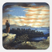 Himmlische amerikanische Flagge in Sky, Zouave Ziv Quadratischer Aufkleber (Vorderseite)