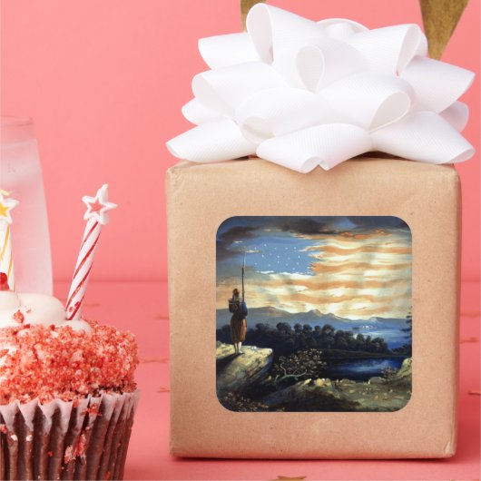 Himmlische amerikanische Flagge in Sky, Zouave Ziv Quadratischer Aufkleber (Party)