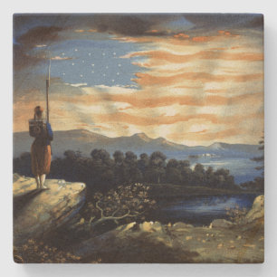 Himmlische amerikanische Flagge in Sky, Zouave Ziv Steinuntersetzer