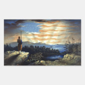 Himmlische amerikanische Flagge Sunrise William Ba Rechteckiger Aufkleber (Vorderseite)