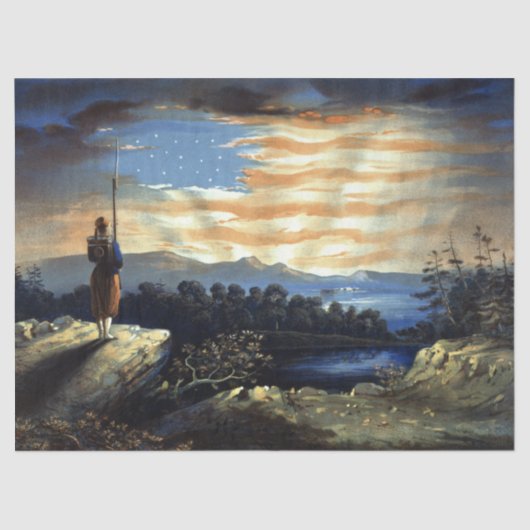 Himmlische amerikanische Flagge Sunrise William Ba Seidenpapier (Vorderseite)