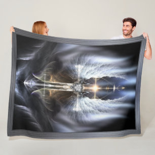 Himmlische Angel Wing Cross Fraktal Art Kompositio Fleecedecke