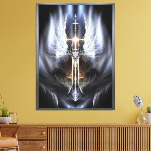 Himmlische Angel Wing Cross Fraktal Art Kompositio Leinwanddruck (Insitu (Wohnzimmer))