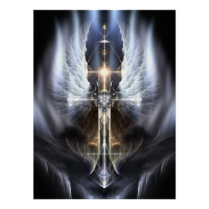 Himmlische Angel Wing Cross Fraktal Art Kompositio Poster