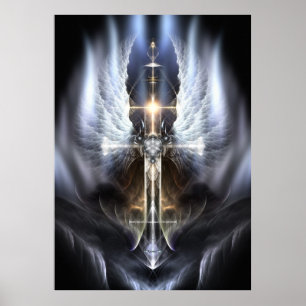Himmlische Angel Wing Cross Fraktal Art Kompositio Poster