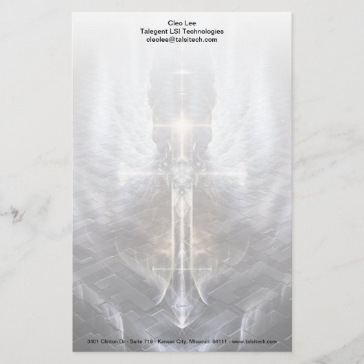 Himmlische Angel Wing Cross Fraktal Kunstgeschicht Briefpapier (Vorderseite)