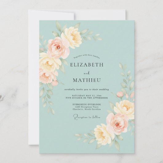 Himmlische Aprikosen-Hochzeit mit Blättern Einladung (Vorderseite)