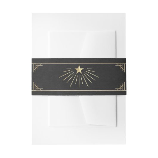 Himmlische Art Deco Stern Bauchbinde Einladungsbanderole (Vorderseite Beispiel)