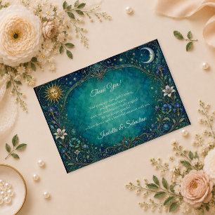 Himmlische Art Nouveau-Hochzeit Dankeskarte