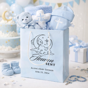 Himmlische Babyparty Blaue Mond Sterne Mittlere Geschenktüte