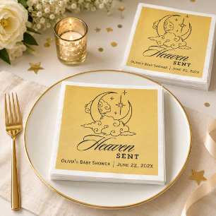 Himmlische Babyparty Gold Mond Sterne Serviette