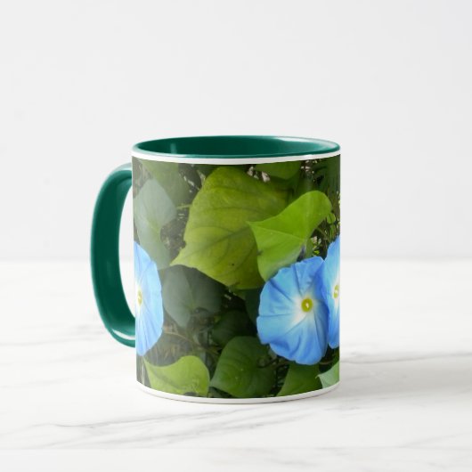 Himmlische Blue Morning Glories Tasse (Vorderseite Links)