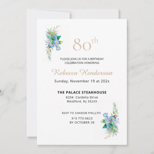 Himmlische Blues Einladung (Vorderseite)