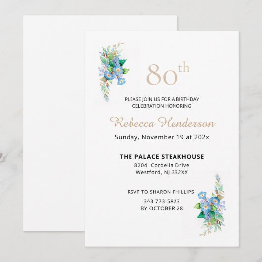 Himmlische Blues Einladung (Vorne/Hinten)