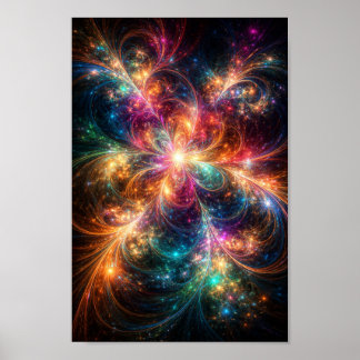 Himmlische Blüte – Lebendige Kosmische Fraktal-Wan Poster
