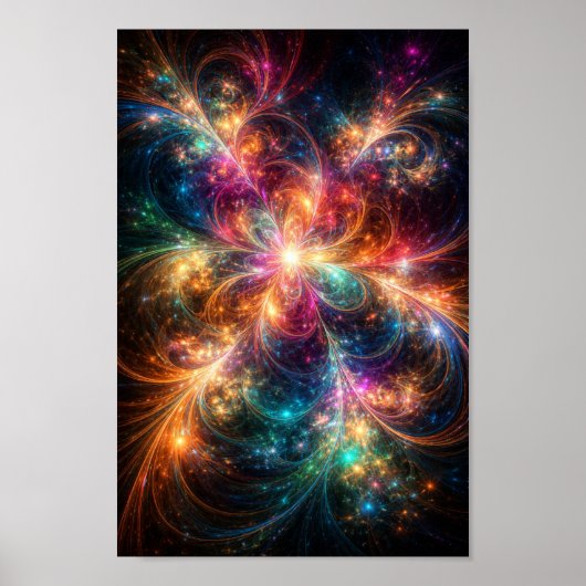 Himmlische Blüte – Lebendige Kosmische Fraktal-Wan Poster (Vorne)