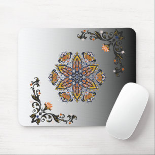 Himmlische Blüte – Schwarze und weiße Mandala-Blum Mousepad