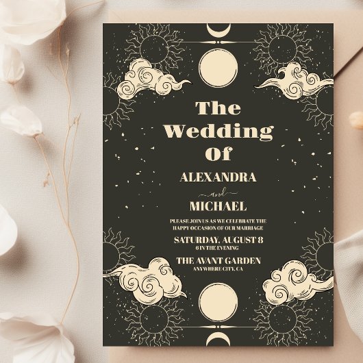 Himmlische Boho-Tarot-Stern-Hochzeit Einladung
