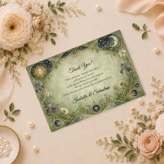 Himmlische Botanische Hochzeit Dankeskarte