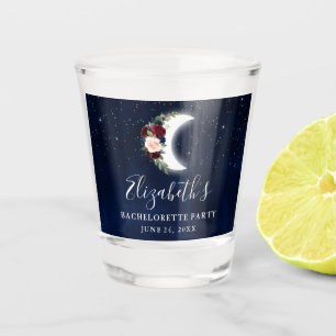 Himmlische Burgunder Floral Mond Junggesellinnenab Schnapsglas