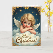 Himmlische Cherub-Weihnachtskarte Karte (Gelbe Blume)