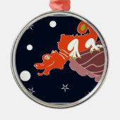 Himmlische chinesische Drachen-Mondlicht-Fantasie- Silbernes Ornament (Vorne)