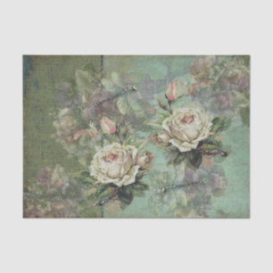 Himmlische cremefarbene Rosen, violette Stiefmütte Seidenpapier