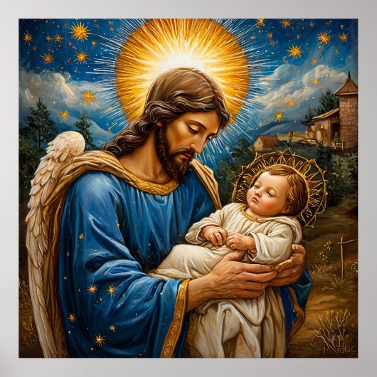 Himmlische Darstellung des Engel Embracing Child Poster (Vorne)