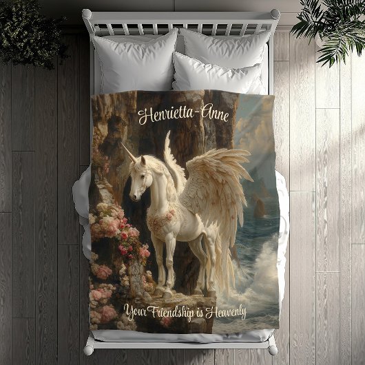 Himmlische Einhorn-Seascape-Szene Fleecedecke