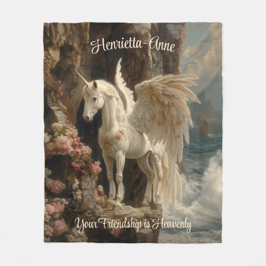 Himmlische Einhorn-Seascape-Szene Fleecedecke (Vorderseite)