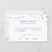 Himmlische elegante Hochzeit Weiß RSVP-Antwortkart RSVP Karte (Vorderseite)