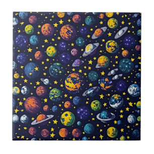 Himmlische Eleganz: Kosmisches Retro Fliese