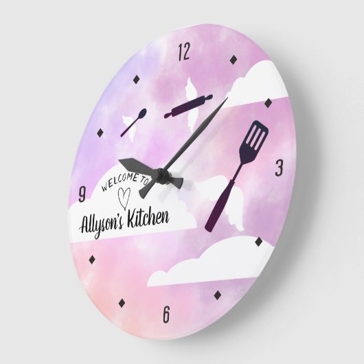 Himmlische Engel Fliegenflügel Küche Große Wanduhr (Winkel)