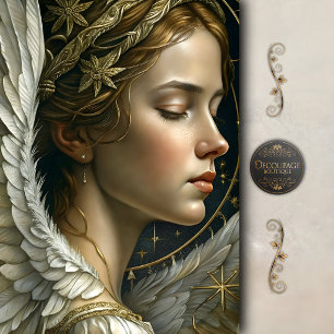 Himmlische Engel Frau Goldene Flügel Découpage Seidenpapier