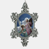 Himmlische Engel Schneeflocken Zinn-Ornament (Links)