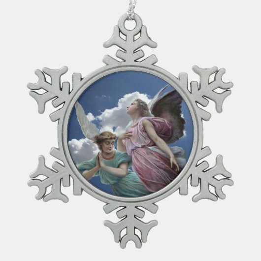 Himmlische Engel Schneeflocken Zinn-Ornament (Vorderseite)