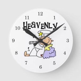 Himmlische Engel T-Shirts und Geschenke Runde Wanduhr