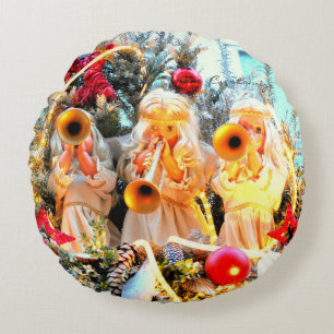 himmlische Engel trompeten Rundes Kissen