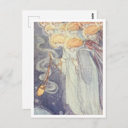 Himmlische Engel Vintag Illustration Postkarte (Vorne/Hinten)