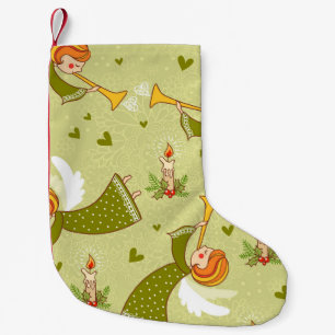 Himmlische Engel: Vintages kindisch Muster Kleiner Weihnachtsstrumpf