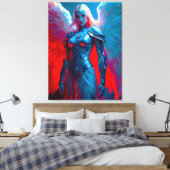 Himmlische Engelsschönheit in silberner Rüstung Leinwanddruck (Insitu (Schlafzimmer))
