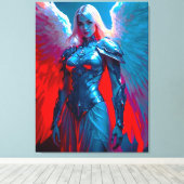 Himmlische Engelsschönheit in silberner Rüstung Leinwanddruck (Insitu (Holzboden))