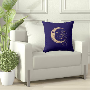 Himmlische Frau Mond & Sterne, Boho, elegantes Gol Kissen